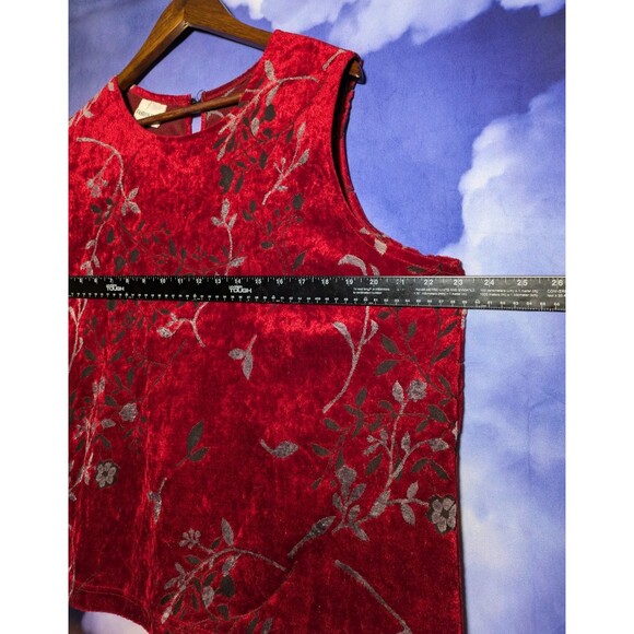 Red Burnout Velvet Floral Sleeveless Top Size XL Romantic Witchy Y2K Grunge - Picture 4 of 5